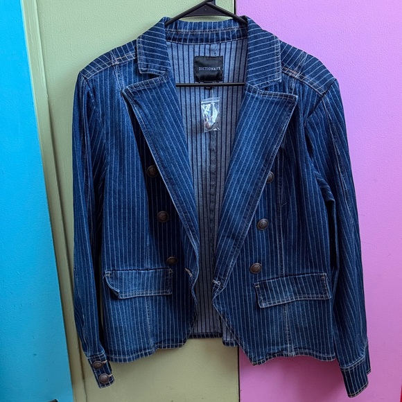 Jackets & Blazers - Denim Blue Pinstripe Jacket by Dictionary